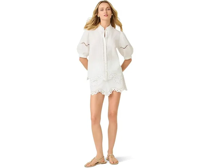 Шорты с завышенной талией Lilly Pulitzer Alameda с фигурным низом и вышивкой
