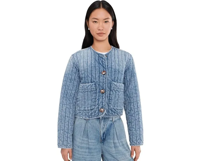 Blank NYC стеганая джинсовая куртка Bottomless Brunch с вертикальными полосами