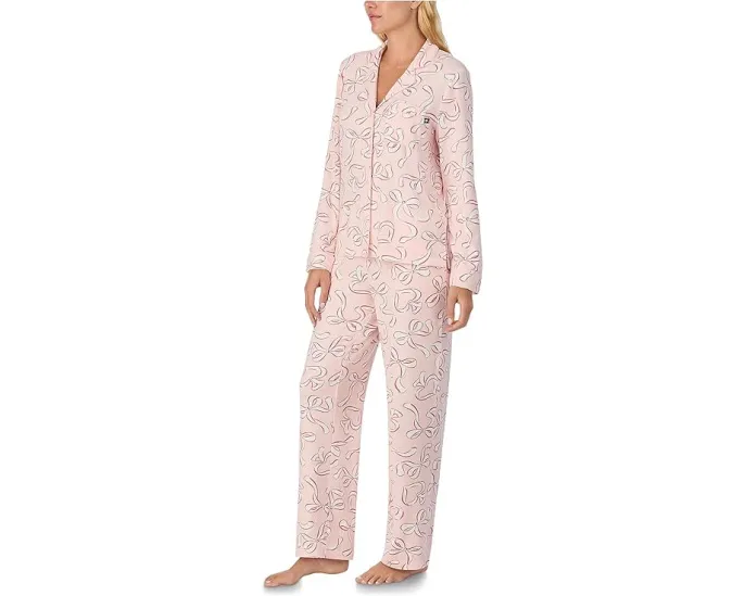 Пижамный комплект Kate Spade New York из велюрового джерси с длинным рукавом и лацканами