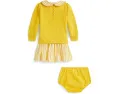 Платье и шортики Polo Ralph Lauren Kids из петлевого флиса в полоску для младенцев