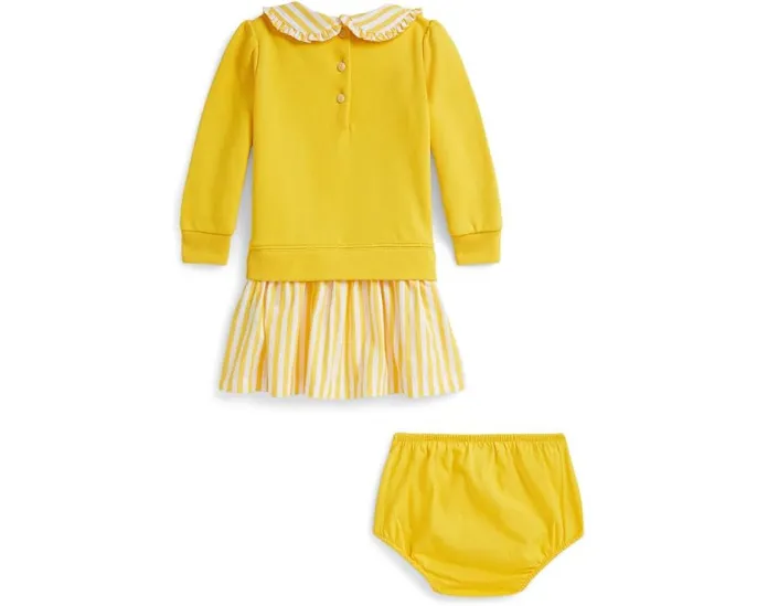 Платье и шортики Polo Ralph Lauren Kids из петлевого флиса в полоску для младенцев