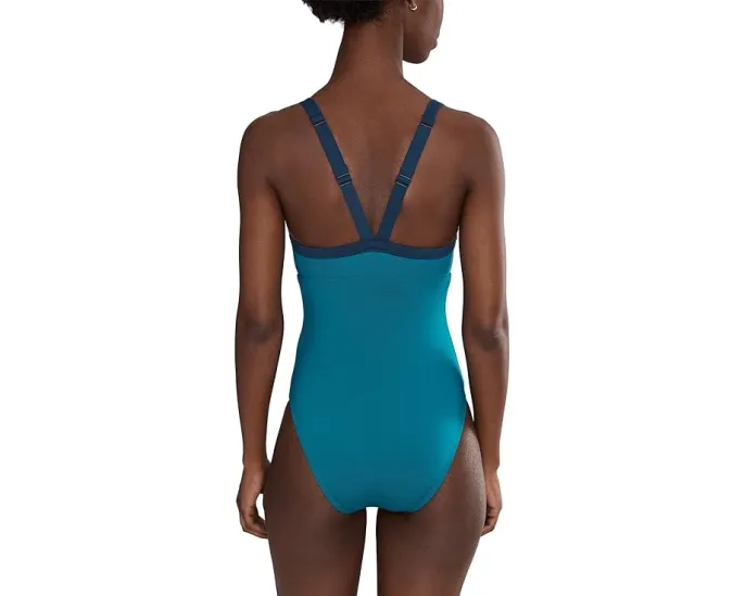 Цельный купальник Nike Bold Color Block V-back с сетчатыми вставками