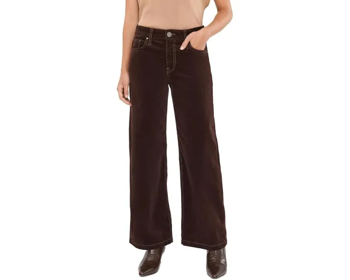 Вельветовые джинсы Petite Jeans Corduroy High-Rise Wide Leg KUT from the Kloth коричневые