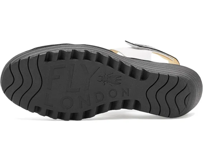 Сандалии FLY LONDON Yaad604fly на танкетке с ажурным дизайном и ремешком на липучке