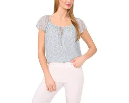 Топ с круглым вырезом и расклешенными рукавами с цветочным принтом CeCe