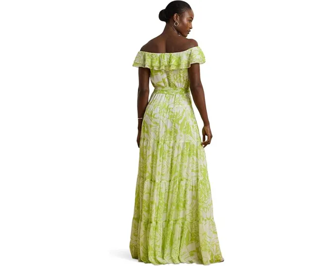 Lauren Ralph Lauren вечернее платье с открытыми плечами и цветочным принтом из жоржета