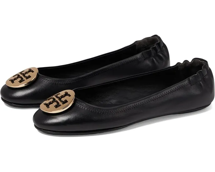 Балетки Tory Burch Minnie Travel с металлическим логотипом из мягкой кожи наппа