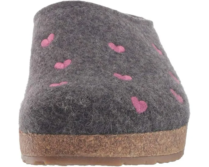 Тапочки-клоги Haflinger Cuoricini с пробковой стелькой и сердечками