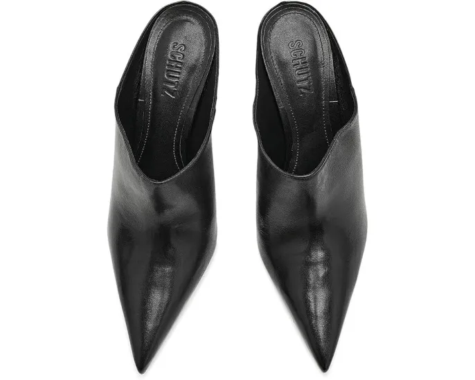 Босоножки Schutz Eleanor Mule на каблуке из кожи черные