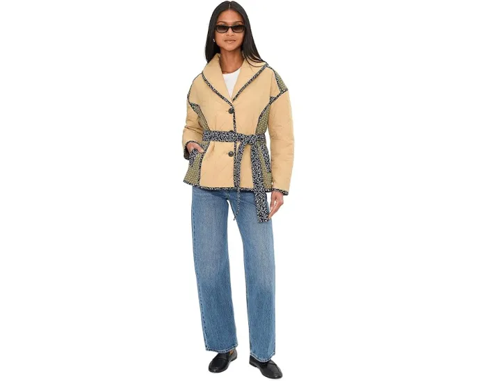 Avec Les Filles Стеганая куртка-кимоно с поясом из нейлона