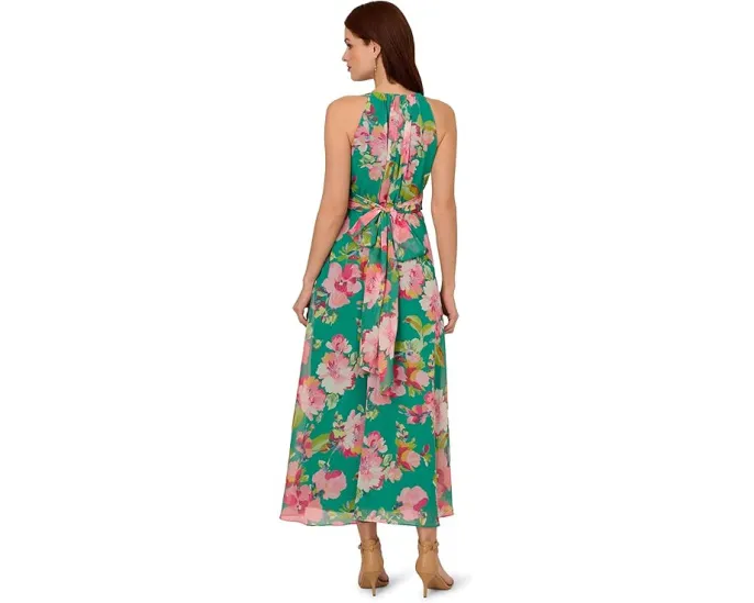 Floral Chiffon Halter Dress