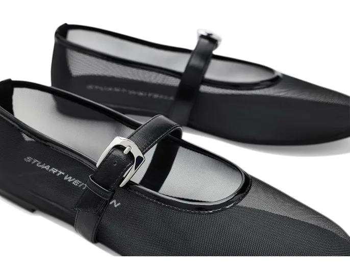 Балетки Stuart Weitzman Sai Bareitall Maryjane с круглым носком и регулируемой пряжкой