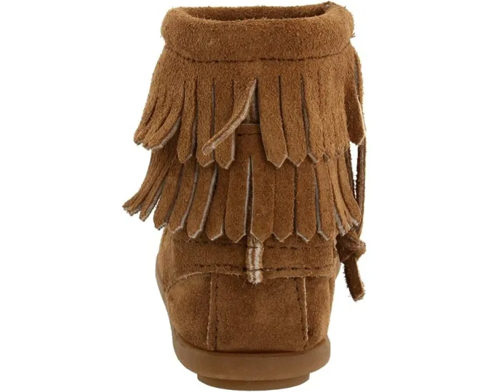 Ботильоны Side Zip Double Fringe от Minnetonka Kids с бахромой и молнией