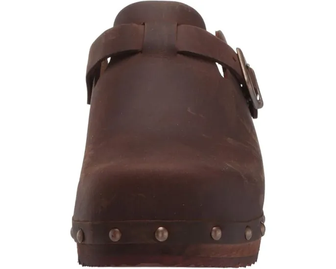 Кожаные сабо Sanita Kristel с деревянной подошвой и пряжкой