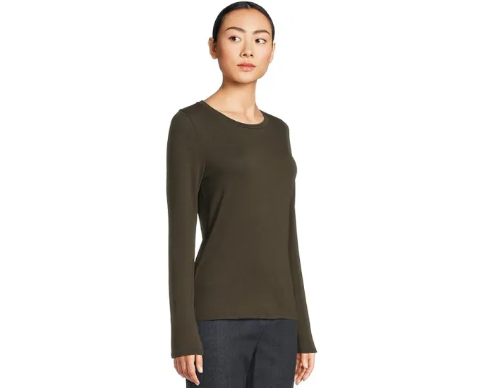 Eileen Fisher полупрозрачная футболка с длинным рукавом и круглым вырезом