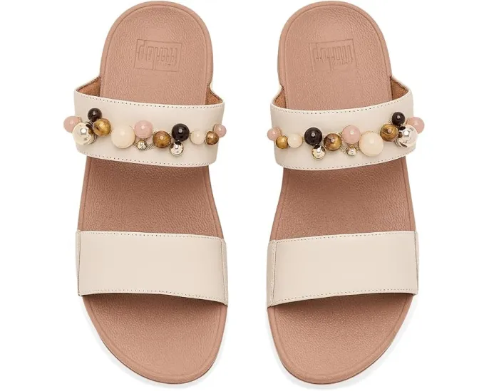 Шлепанцы FitFlop Lulu Beaded Slides с бисером черного цвета