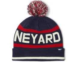 Вязаная шапка Vineyard Vines Text Logo Pom Beanie с помпоном