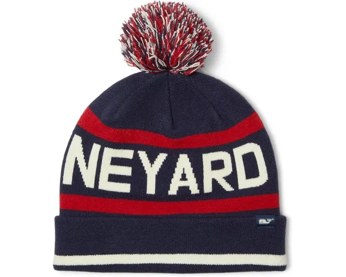 Вязаная шапка Vineyard Vines Text Logo Pom Beanie с помпоном