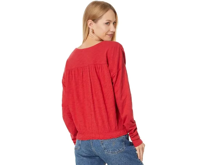 Elastic Hem Easy V-Neck