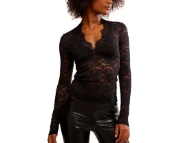 Лонгслив Free People All Day Lace с V-образным вырезом и кружевом