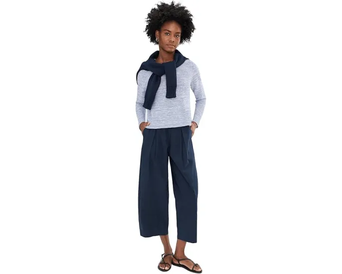 Укороченный свитер Eileen Fisher Petite с круглой горловиной из органического хлопка и льна