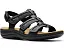Сандалии Laurieann Ivy Clarks из черной кожи с регулируемой липучкой и стелькой Ultimate Comfort