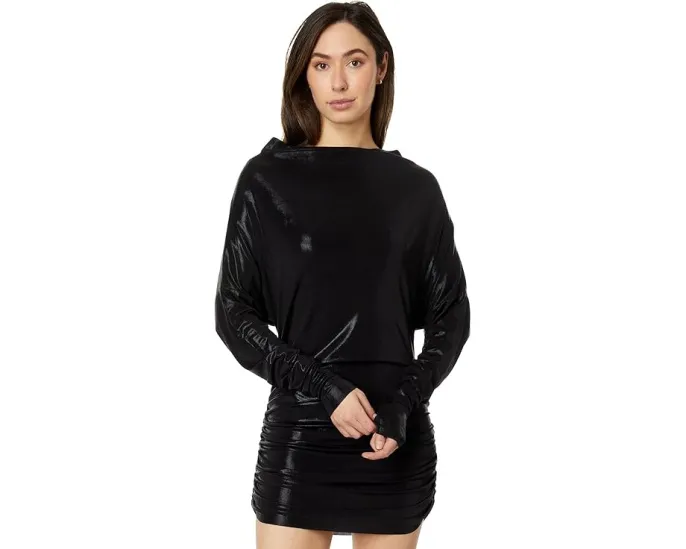 Мини-платье Norma Kamali All In One с присборенным низом и рукавами долман