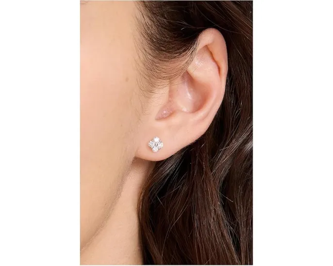 Серьги-гвоздики Fine Jewelry Flower с бриллиантами из стерлингового серебра