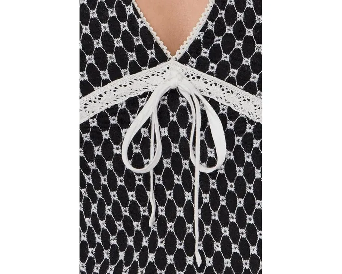 Топ Free People Good Graces Top с вышивкой и бантом