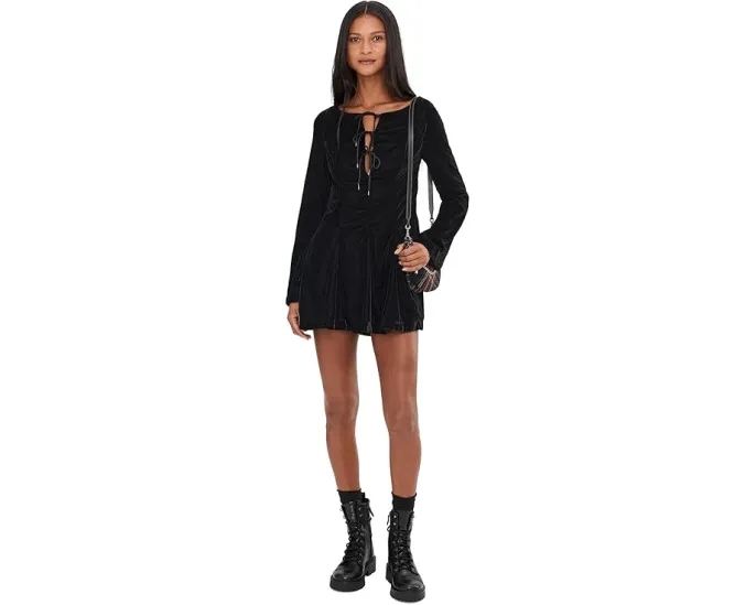 Мини-платье Free People Linney Velvet Mini из бархата с V-образным вырезом
