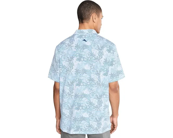 Поло Tommy Bahama Costa Wave Palm Azul с вышитым логотипом