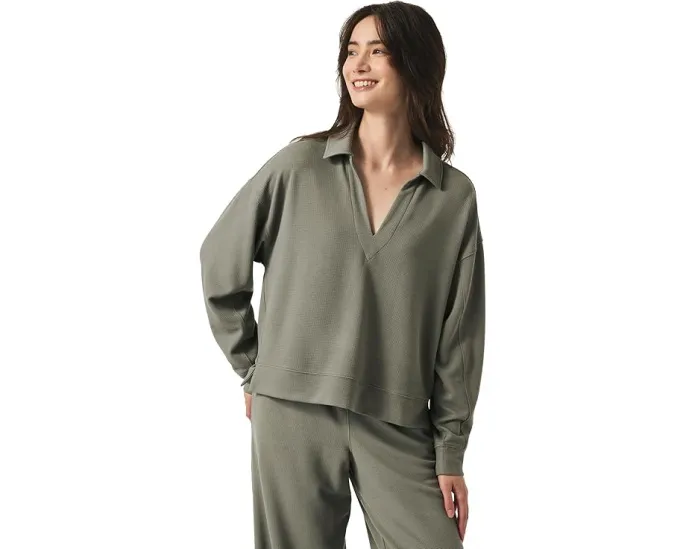 Поло-свитшот Splendid Waffle Scuba с V-образным воротником