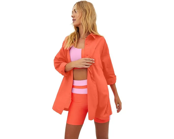 Beach Riot Alexa топ-кардиган оверсайз из хлопка с длинными рукавами