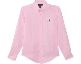 Рубашка Polo Ralph Lauren Kids Linen с манжетами и вышивкой