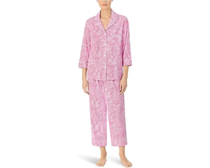 Пижамный комплект Lauren Ralph Lauren Essentials Bingham Knits Capri из хлопка