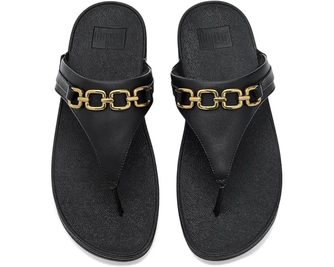 Сандалии FitFlop Lulu с квадратным носком и цепочкой из кожи
