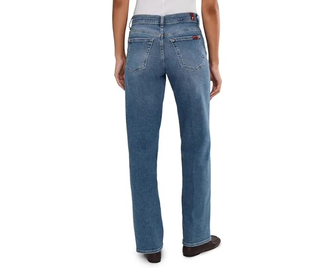 Джинсы 7 For All Mankind Stovepipe Straight с высокой посадкой и укороченным штанином