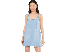 Summertime Flare Denim Min Dress in Blue