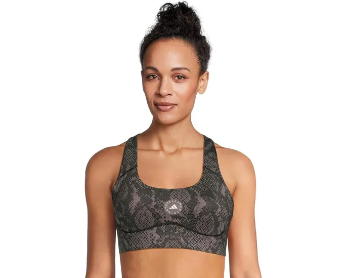 Тренировочный бра adidas by Stella McCartney средней поддержки с принтом питона