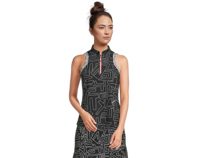 Топ без рукавов Jamie Sadock Hieroglyphics Print с воротником-стойкой