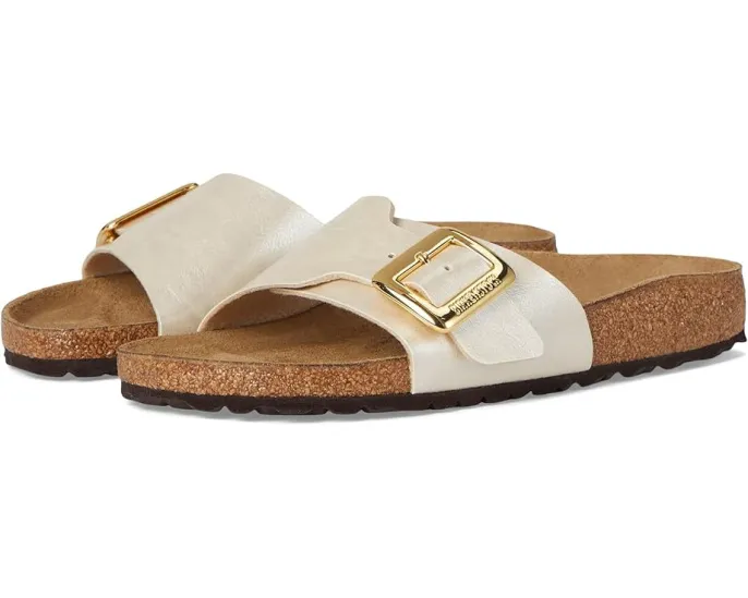 Сандалии Birkenstock Catalina Luxe Buckle с блестящим верхом Birko-Flor и пробковой стелькой