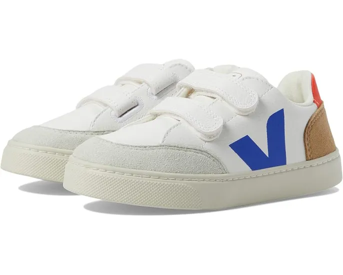 Кроссовки VEJA Small V-12 Chromefree для детей с кожаным верхом и двойной липучкой