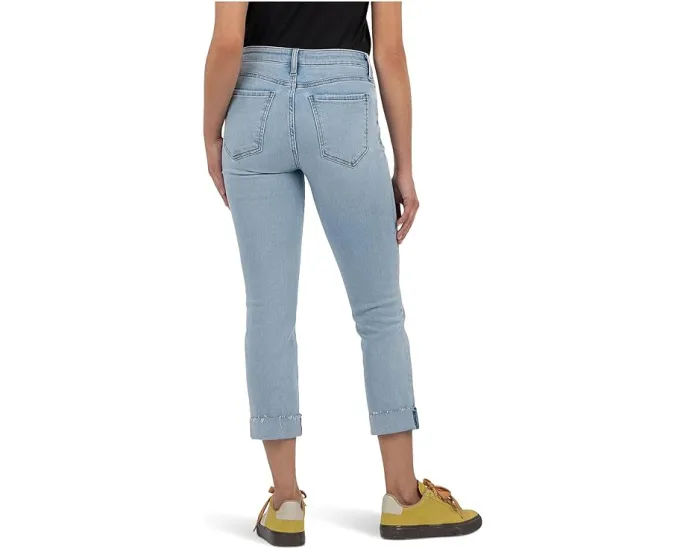 Джинсы KUT from the Kloth Amy Crop с прямыми штанинами и необработанным подолом