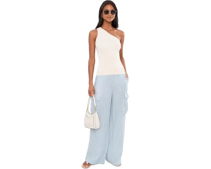 Брюки карго Pinstripe Linen Wide-Leg Lauren Ralph Lauren из льна в полоску
