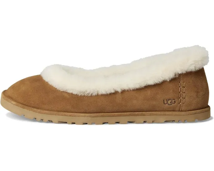 UGG Zora Ballet Flat балетки из замши с меховой стелькой и легкой подошвой