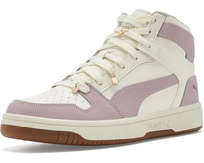 Высокие кроссовки Puma Rebound Layup Express Yourself в белом, розовом и золотистом цветах