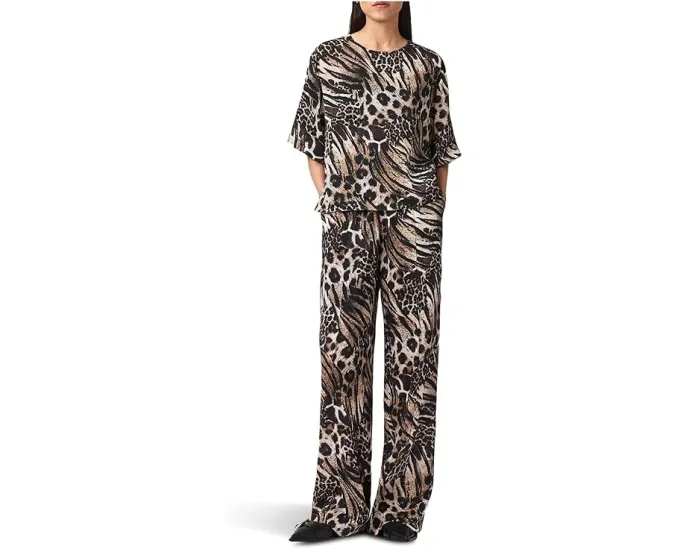 Брюки AllSaints Charli Linen из льна и шелка с принтом