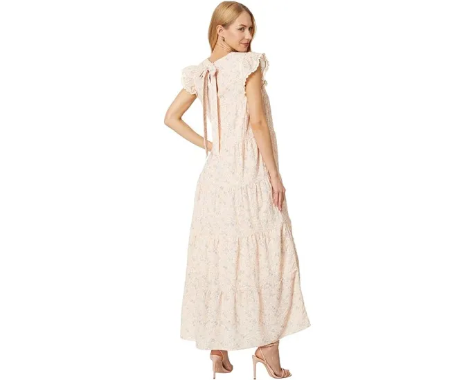 Платье миди English Factory с ярусной отделкой и кружевом в стиле ажур