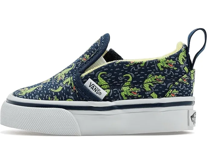 Слипоны Vans Kids Slip On V из холста с боковой липучкой и мягким воротником