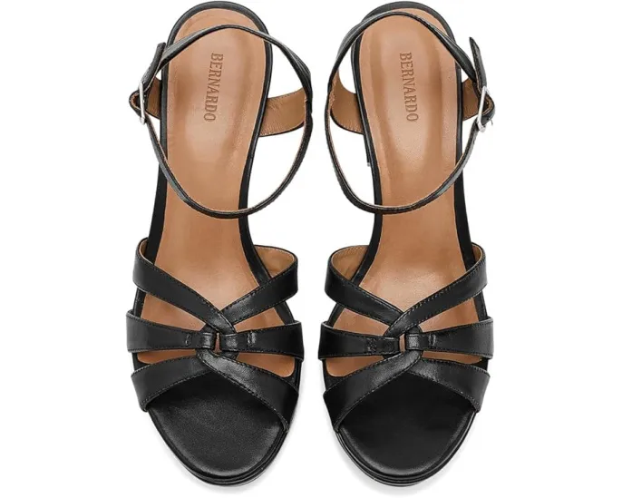 Сандалии Bernardo Vittoria с плетёным верхом на квадратном каблуке